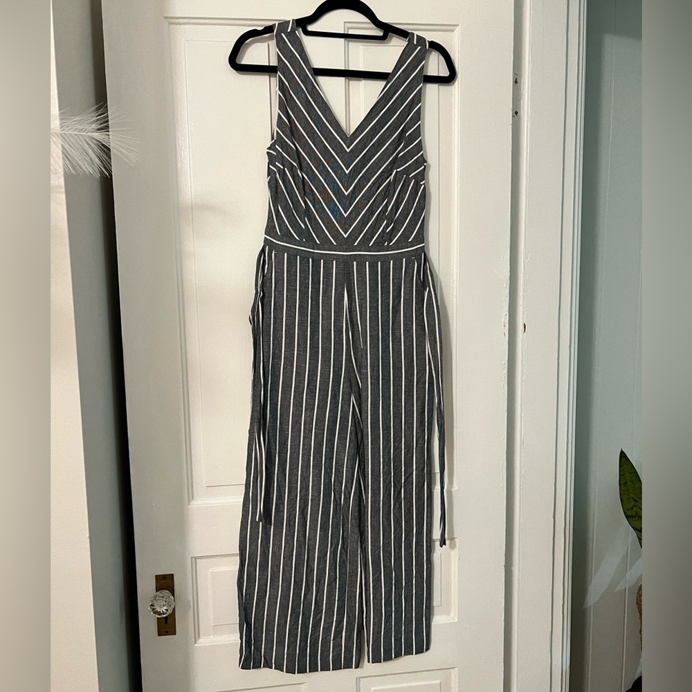 Loft striped jumpsuit